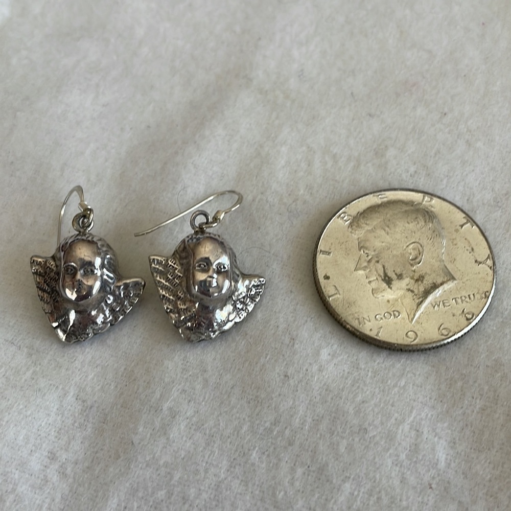 Vintage Sterling Silver Cupid Earrings - Picture 4 of 5